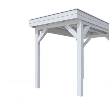 Buitenverblijf plat dak Premium I, vuren, basismodel XL/A, 207x357 cm, lichtgrijs gespoten.