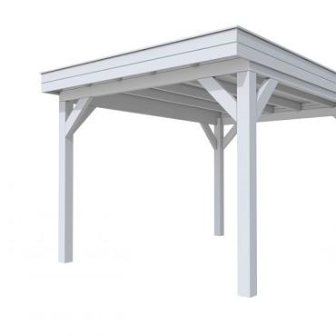 Buitenverblijf plat dak Premium I, vuren, basismodel XXL/C, 307x399 cm, lichtgrijs gespoten.