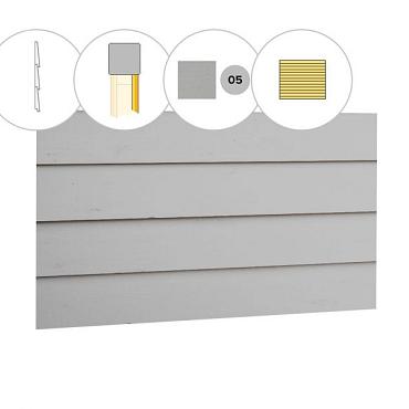 Zweeds rabat plankenset vuren bij achterwand C, 278,5 x 125 cm, lichtgrijs gespoten.