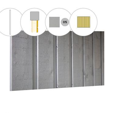 Banddeel plankenset vuren bij achterwand C, 278,5 x 125 cm, lichtgrijs gespoten.