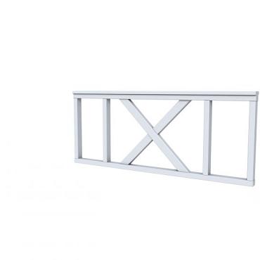 Hekwerk met kruis vuren type A, 178,5 x 73 cm, lichtgrijs gespoten.