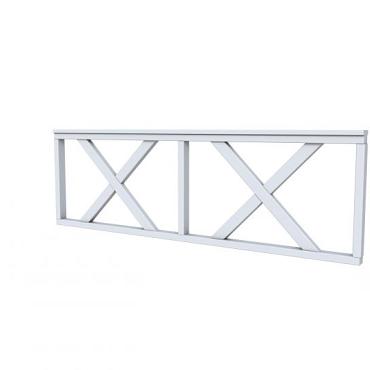 Hekwerk met kruis vuren type B, 228,5 x 73 cm, lichtgrijs gespoten.