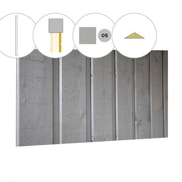 Banddeel plankenset vuren bij topgevel t.b.v. zadeldak Excellent XXL, lichtgrijs gespoten.