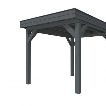 Buitenverblijf plat dak Premium I, vuren, basismodel XL/B, 257x357 cm, antraciet gespoten.