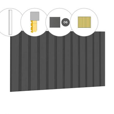 Rhombusprofiel vuren enkelzijdige achterwand C, 278,5 x 125 cm, antraciet gespoten.