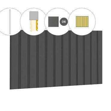 Rhombusprofiel plankenset vuren bij wand C, 278,5 x 224 cm, antraciet gespoten.