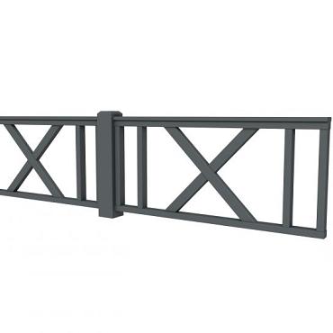 Hekwerk met kruis vuren type D, 328,5 x 73 cm, antraciet gespoten.