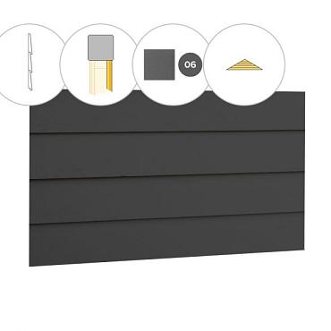 Zweeds rabat plankenset vuren bij topgevel t.b.v. zadeldak Excellent L, antraciet gespoten.