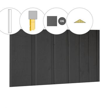 Banddeel vuren enkelzijdige topgevel t.b.v. zadeldak Excellent XXL, antraciet gespoten.