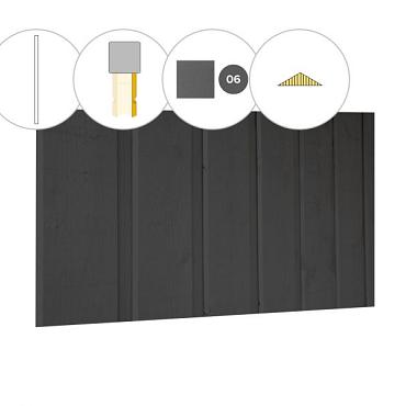 Banddeel plankenset vuren bij topgevel t.b.v. zadeldak Excellent L, antraciet gespoten.