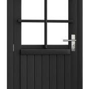 Vuren enkele 6-ruits deur inclusief kozijn, linksdraaiend, 90 x 201 cm, antraciet gespoten.