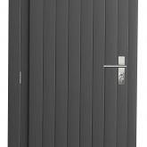 Vuren enkele dichte deur inclusief kozijn, linksdraaiend, 90 x 201 cm, antraciet gespoten.