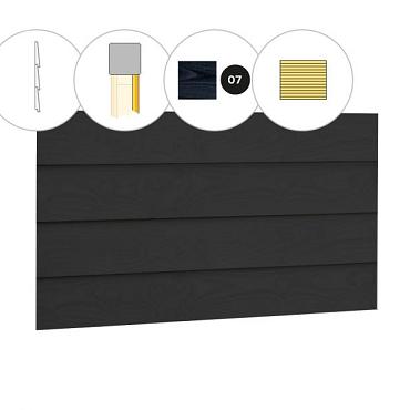 Zweeds rabat plankenset vuren bij wand A, 178,5 x 224 cm, zwart gespoten.