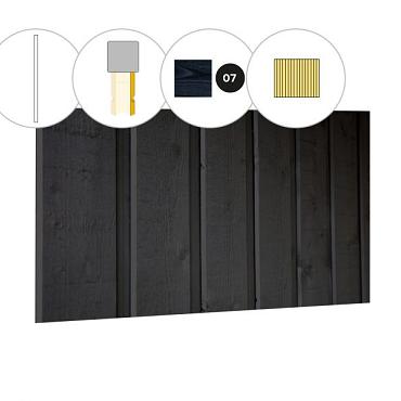 Banddeel plankenset vuren bij achterwand B, 228,5 x 125 cm, zwart gespoten.