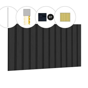 Rhombusprofiel plankenset vuren bij achterwand B, 228,5 x 125 cm, zwart gespoten.