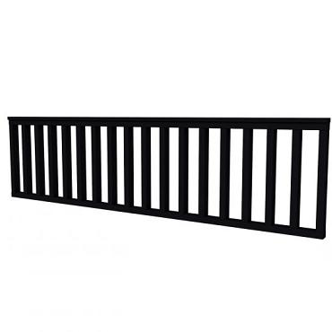 Hekwerk recht vuren type C, 278,5 x 73 cm, zwart gespoten.