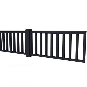 Hekwerk recht vuren type D, 328,5 x 73 cm, zwart gespoten.