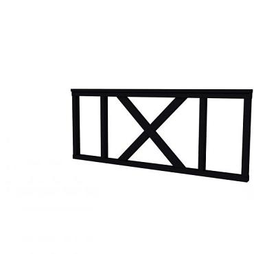 Hekwerk met kruis vuren type A, 178,5 x 73 cm, zwart gespoten.