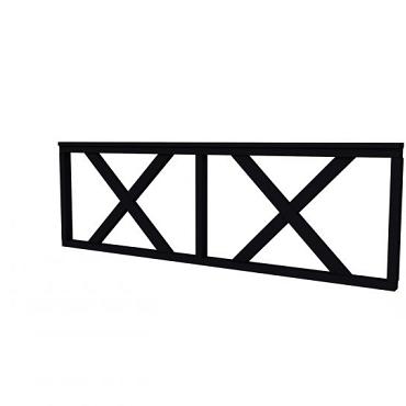 Hekwerk met kruis vuren type B, 228,5 x 73 cm, zwart gespoten.