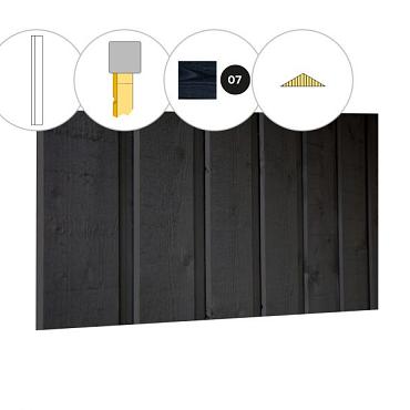 Banddeel vuren enkelzijdige topgevel t.b.v. zadeldak Excellent L, zwart gespoten.