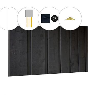 Banddeel plankenset vuren bij topgevel t.b.v. kapschuur Excellent XXL, zwart gespoten.