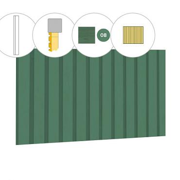 Rhombusprofiel vuren enkelzijdige voorwand C, 278,5 x 285 cm, jungle groen gespoten.