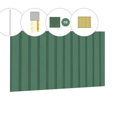 Rhombusprofiel plankenset vuren bij achterwand C, 278,5 x 125 cm, jungle groen gespoten.