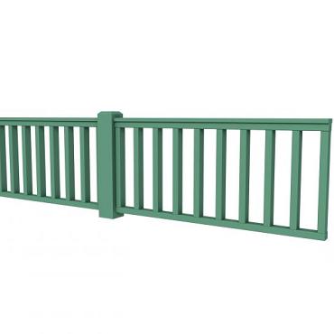 Hekwerk recht vuren type D, 328,5 x 73 cm, jungle groen gespoten.