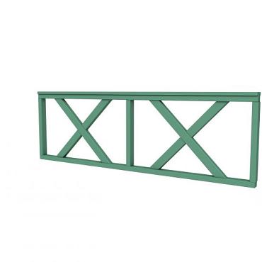Hekwerk met kruis vuren type B, 228,5 x 73 cm, jungle groen gespoten.