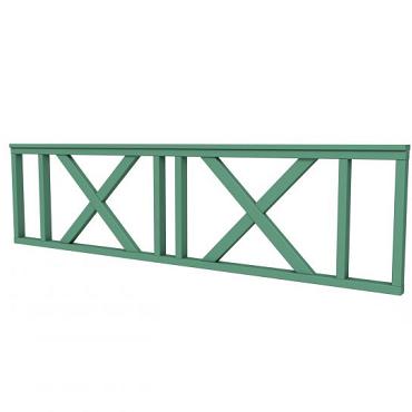 Hekwerk met kruis vuren type C, 278,5 x 73 cm, jungle groen gespoten.