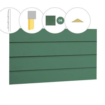 Zweeds rabat vuren enkelzijdige topgevel t.b.v. zadeldak Excellent XXL, jungle groen gespoten.