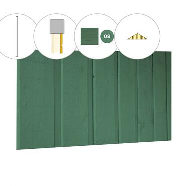 Banddeel plankenset vuren bij topgevel t.b.v. kapschuur Excellent XXL, jungle groen gespoten.