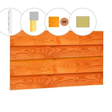 Zweeds rabat douglas enkelzijdige voorwand C, 278,5 x 285 cm, transparant gespoten.