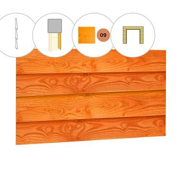 Zweeds rabat plankenset douglas bij voorwand C, t.b.v. dubbele deur, 278,5 x 285 cm, transparant gespoten.