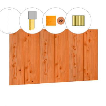 Halfhouts rabat douglas enkelzijdige achterwand A, 178,5 x 125 cm, transparant gespoten.