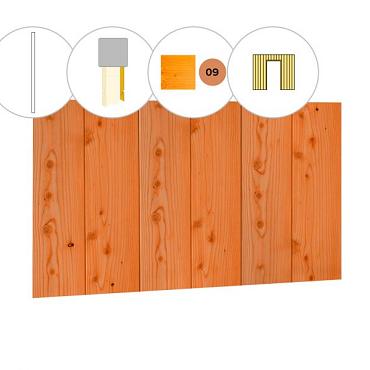 Halfhouts rabat plankenset douglas bij wand D, t.b.v. enkele deur, 328,5 x 224 cm, transparant gespoten.