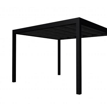 Buitenverblijf plat dak Allure I, douglas, basismodel XL/D, 353x353 cm, zwart geïmpregneerd.