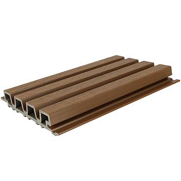 NewTechWood HKC co-extrusie Castellation PRO35 wandbekleding, 3,3 x 21,5 x 230 cm, Teak.