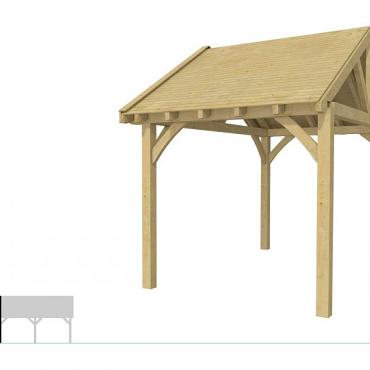 Buitenverblijf met zadeldak Excellent Modulair, vuren, linkerdeel XXL/B, 257x399 cm, groen geïmpregneerd.