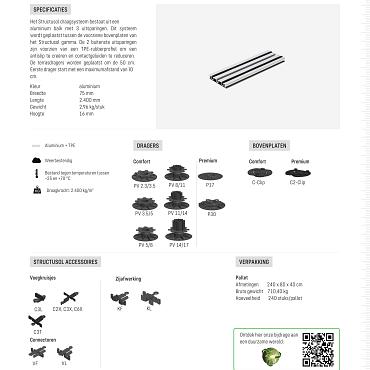 Structusol aluminium profiel ST16 - 2,4 m met rubber profiel