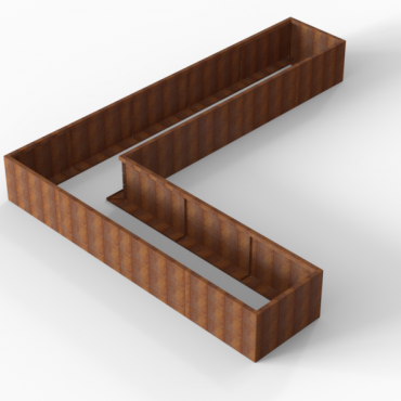 Bloembak Module+ L-vorm 90x450x360x56 cm