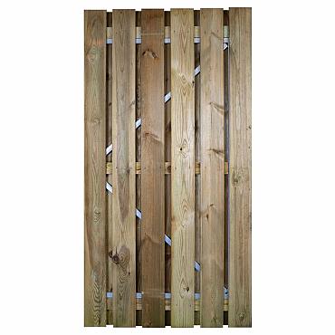 Tuinscherm | Grenen | Deur met verstelbaar stalen frame geimpregneerd | Geschaafd/RVS | Groen | Geïmpregneerd | 100x195 cm