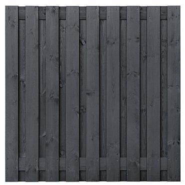 Tuinscherm | Grenen | Tuscon | 19 planks/15mm  | Geschaafd/RVS | Zwart gespoten | Geïmpregneerd | 180x180 cm
