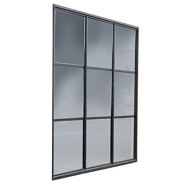Industriële glazen wand | Zwart gecoat | 278,5x224 cm