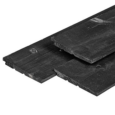 Douglas | Zweeds rabat (17,5cm werkend) | Fijnbezaagd | Zwart | Geïmpregneerd | 500x19,5x2,7 cm
