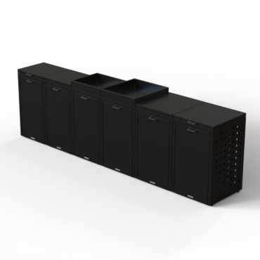 Kliko ombouw 240 Liter - 4 stuks GRAFIET ZWART met tuinbak