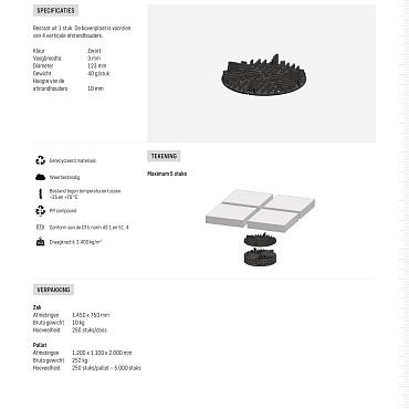 Vaste terrasdrager Dalsup diam./h 115/10 mm tegels voeg 3 mm