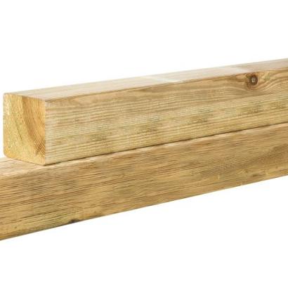 Midden-Europees vuren geschaafde paal 6,7 x 6,7 x 300 cm, groen geïmpregneerd.