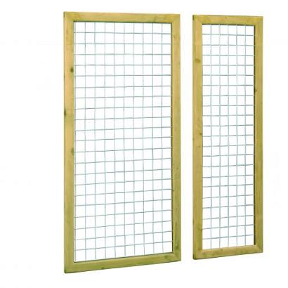 Grenen betonijzertrellis met maas 7,5 x 7,5 cm, in raamwerk 4,4 x 6,8 cm, 90 x 180 cm, groen geïmpregneerd.