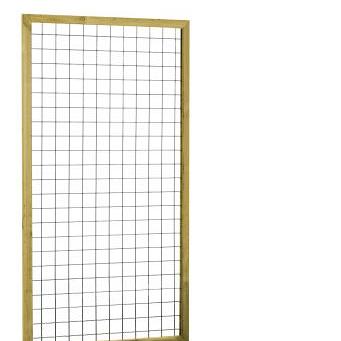 Eco gaastrellis met maas 7,5 x 7,5 cm, in grenen raamwerk 4,5 x 4,5 cm, 90 x 180 cm, groen geïmpregneerd.